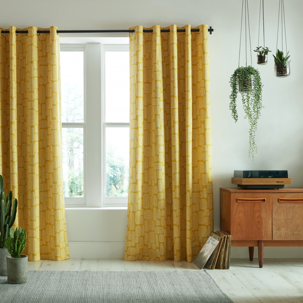 Little Trees Yellow Curtain